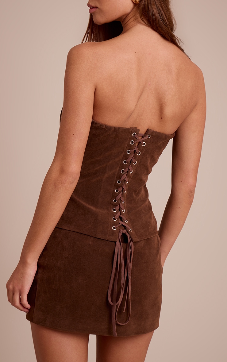 Chocolate Structured Suede Mini Skirt  image 3