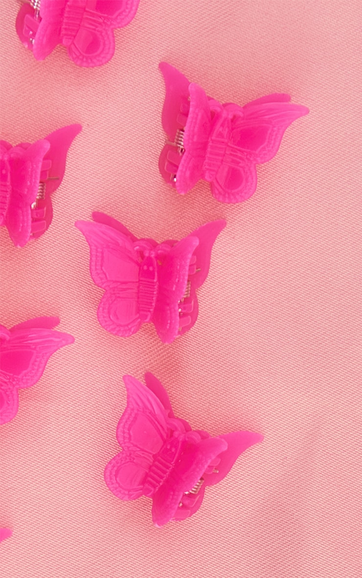 Pink Butterfly Clips Pack Of 10 image 3