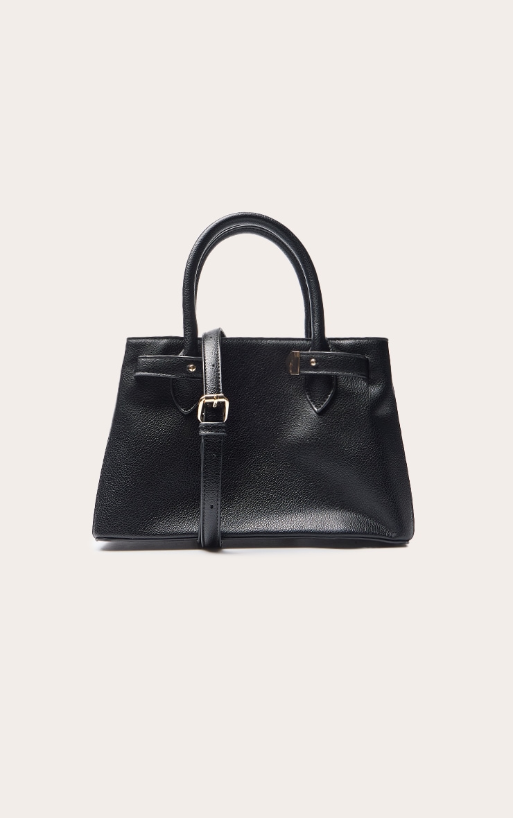 Black Buttery PU Gold Hardware Hand Bag image 4