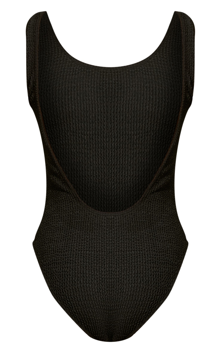 Black Crinkle Low Scoop Back Swimsuit PrettyLittleThing