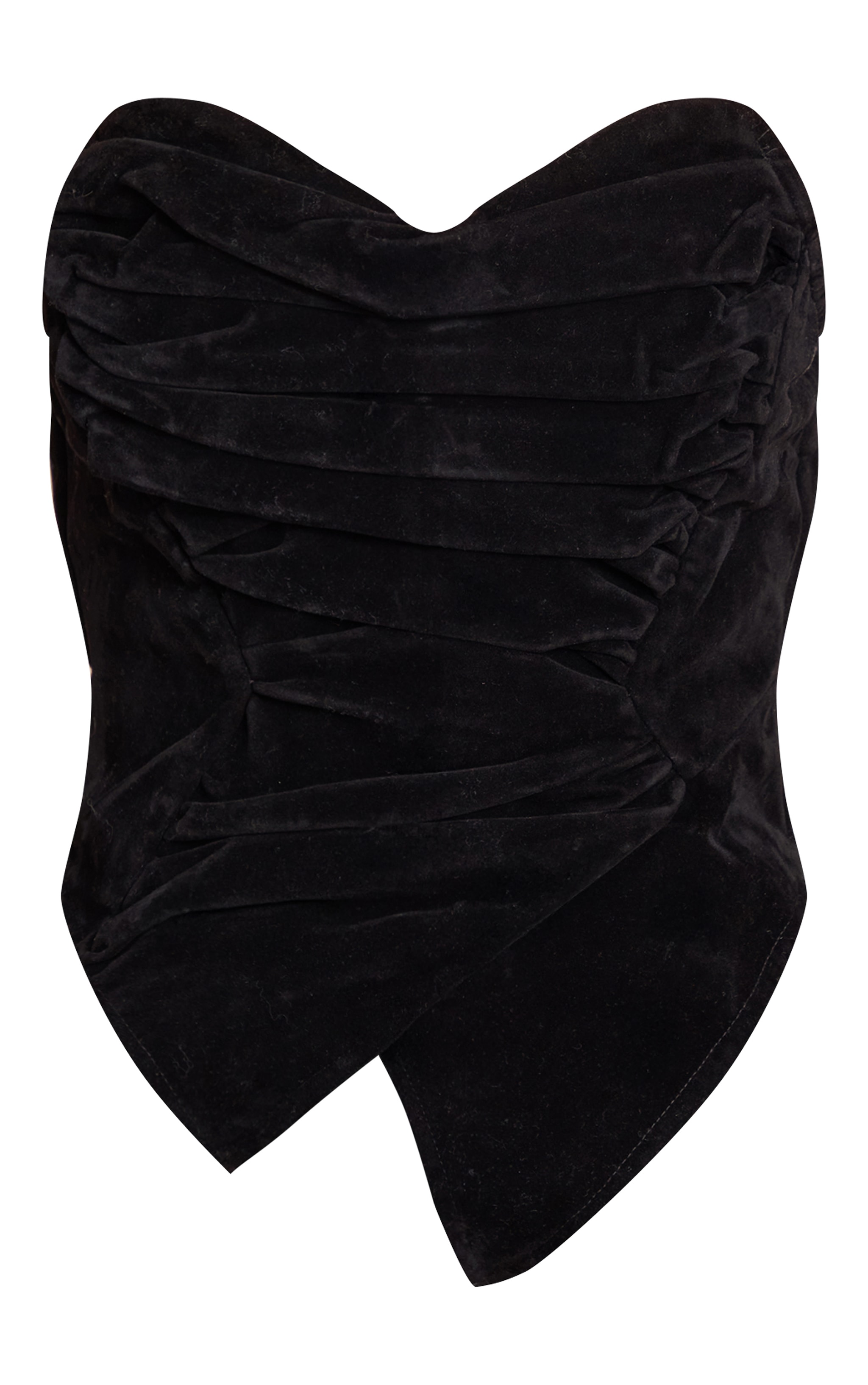 Black Faux Suede Asymmetric Pointed Hem Corset image 5
