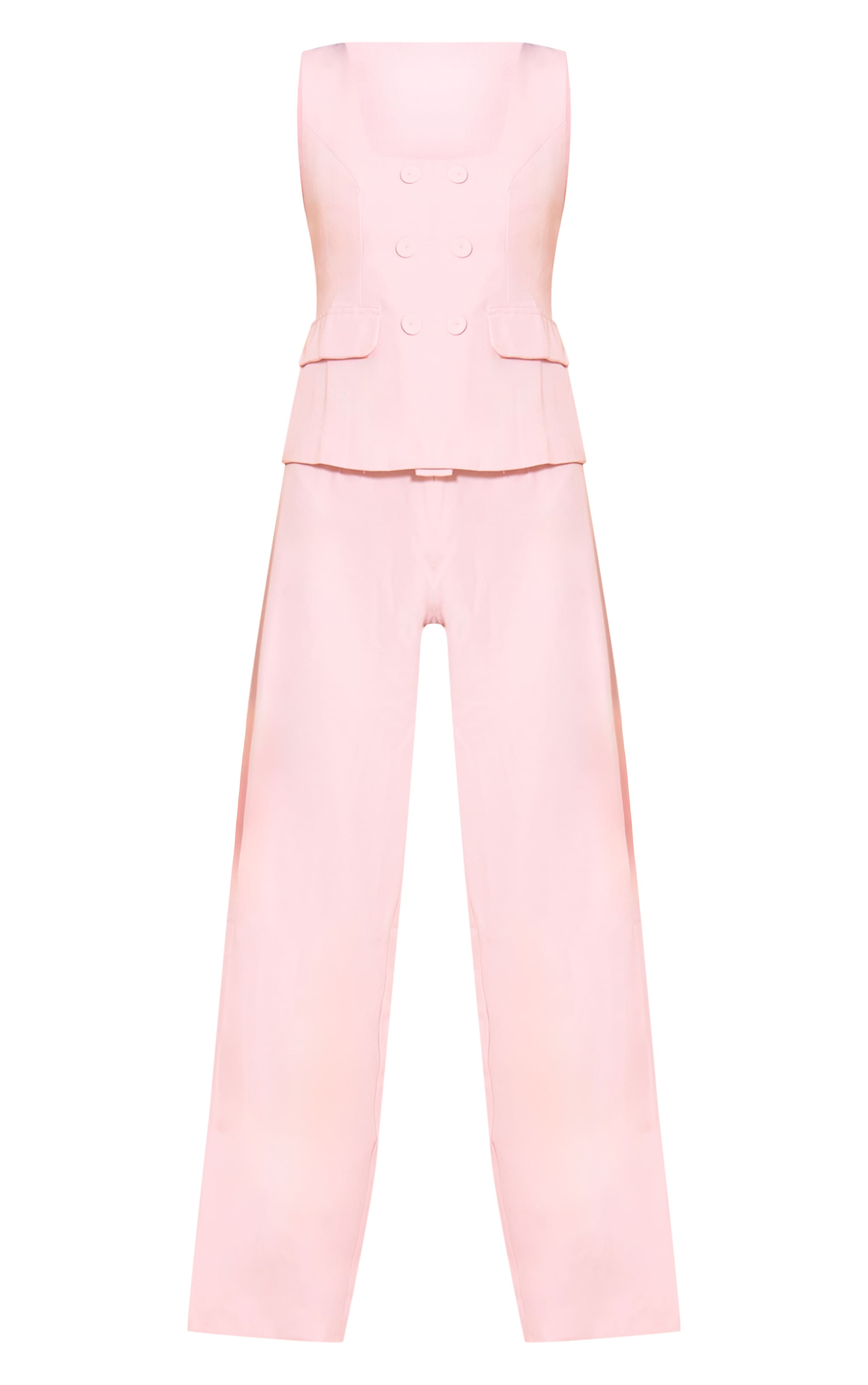 Pink Woven Button Detail Wide Leg Jumpsuit image 5