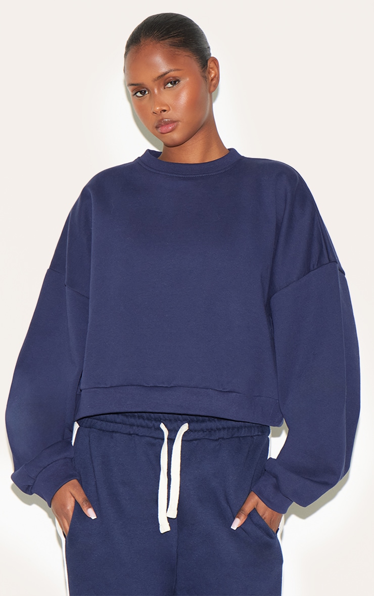 Navy Premium Boxy Sweatshirt image 3