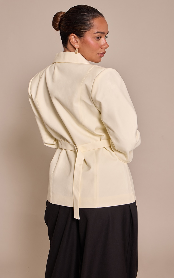 Shape Cream Cinched Waist Turn Up Cuff Blazer image 2