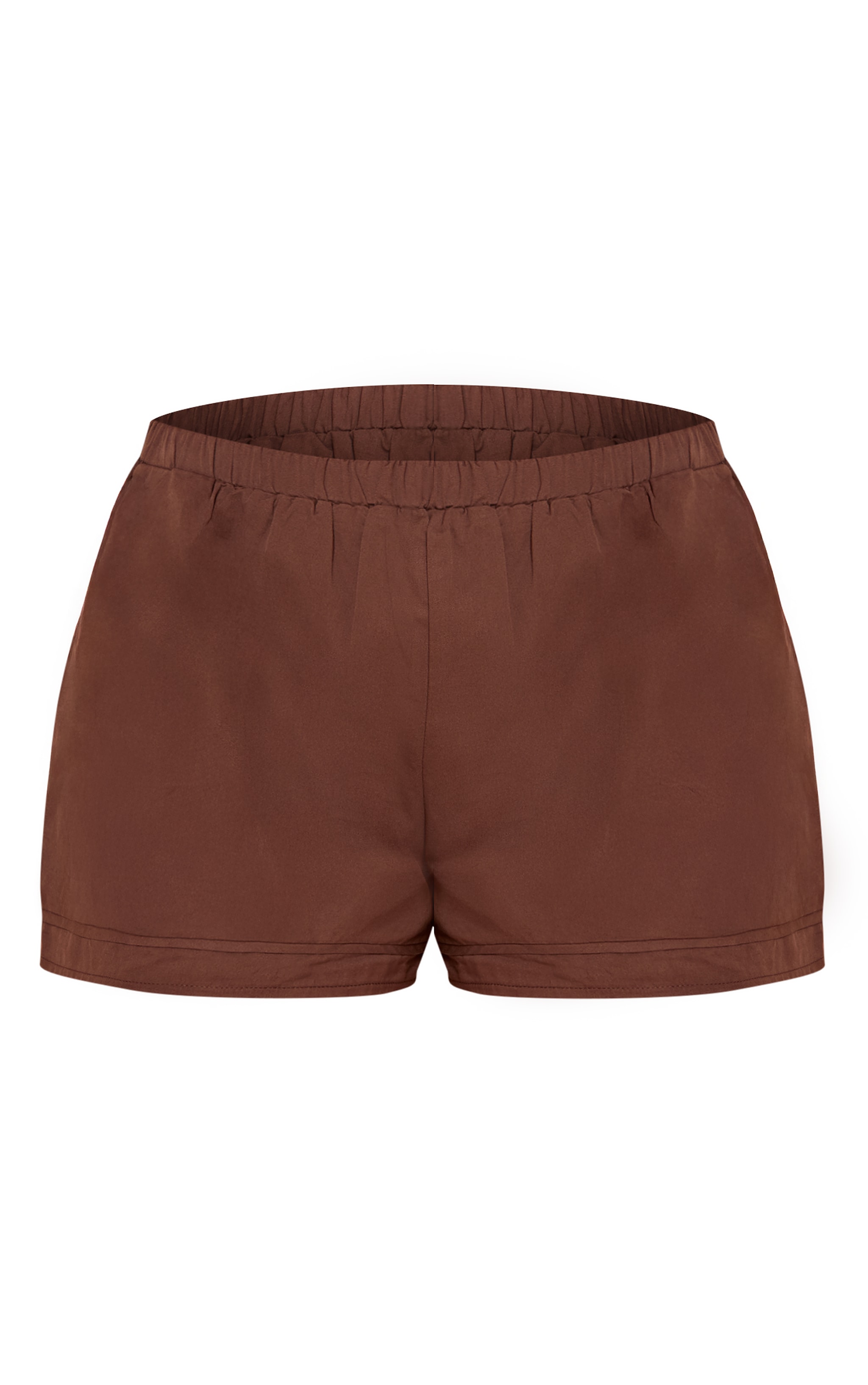 Chocolate Cotton Woven Pleate Detail Floaty Shorts image 6
