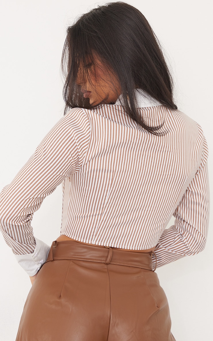 Brown Pinstripe Shirt Style Corset image 2