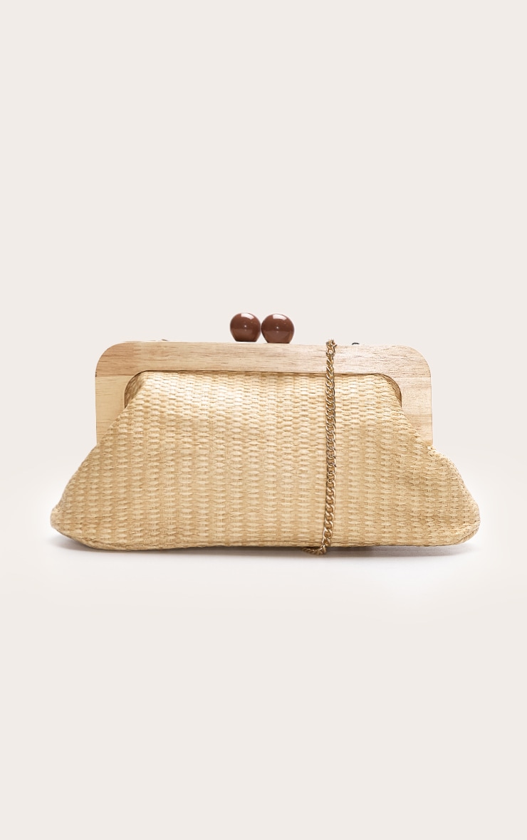Natural Raffia Clutch With Tortoiseshell Detail image 4