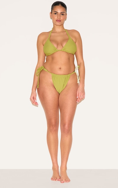 Plus Bas de maillot de bain tanga basique vert olive noué sur les côtés