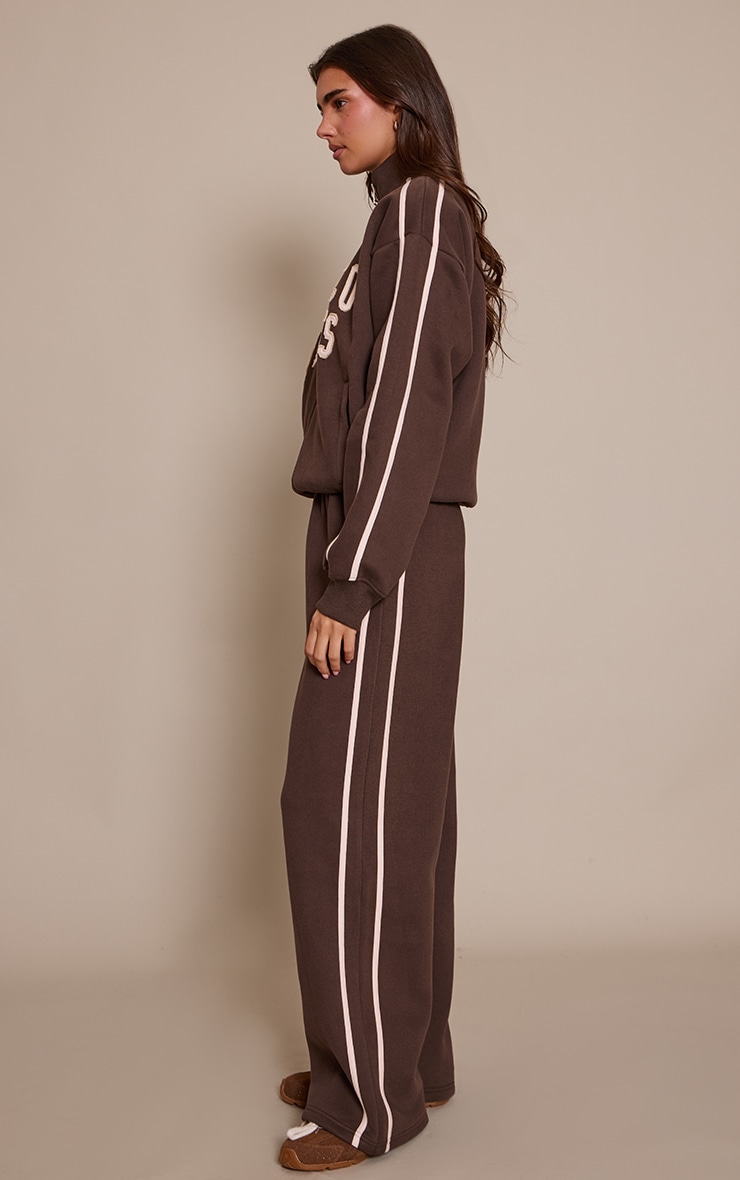 Chocolate Contrast Stripe Wide Leg Sweatpants image 2