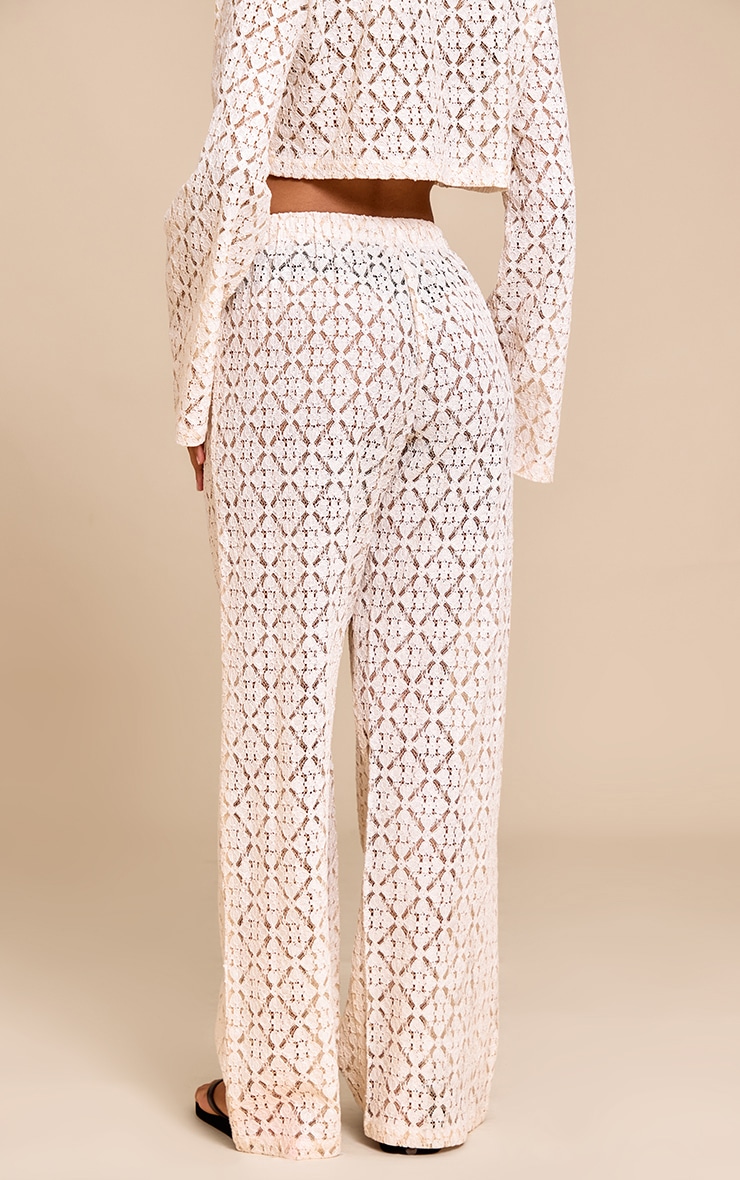Cream Lace Straight Leg Pants | Co-ords | PrettyLittleThing USA