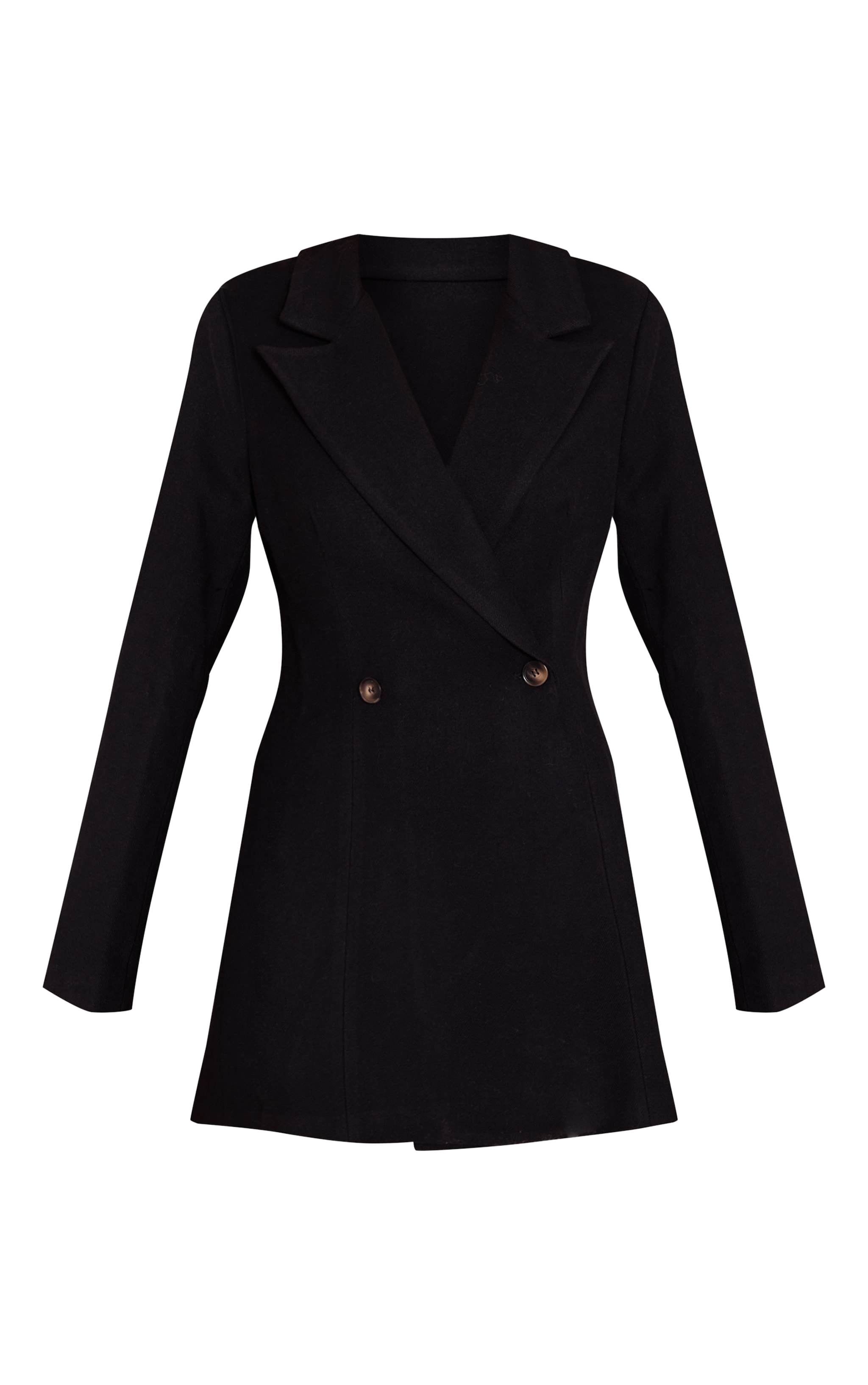 Black Wool Look Cinched Waist Blazer Dress image 5