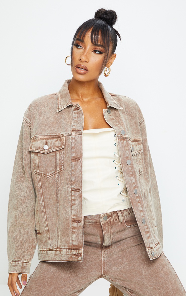 Acid Brown Oversized Denim Jacket