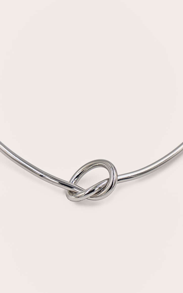 Silver Smooth Structured Knot Necklace image 2