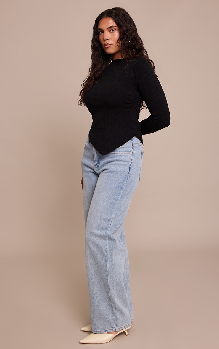 Shape Black Knit Asym Long Sleeve Top image 3