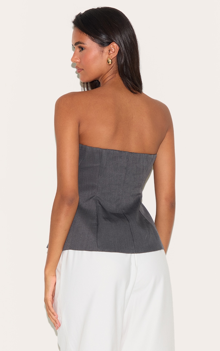 Charcoal Woven Structured Bandeau Vest image 2