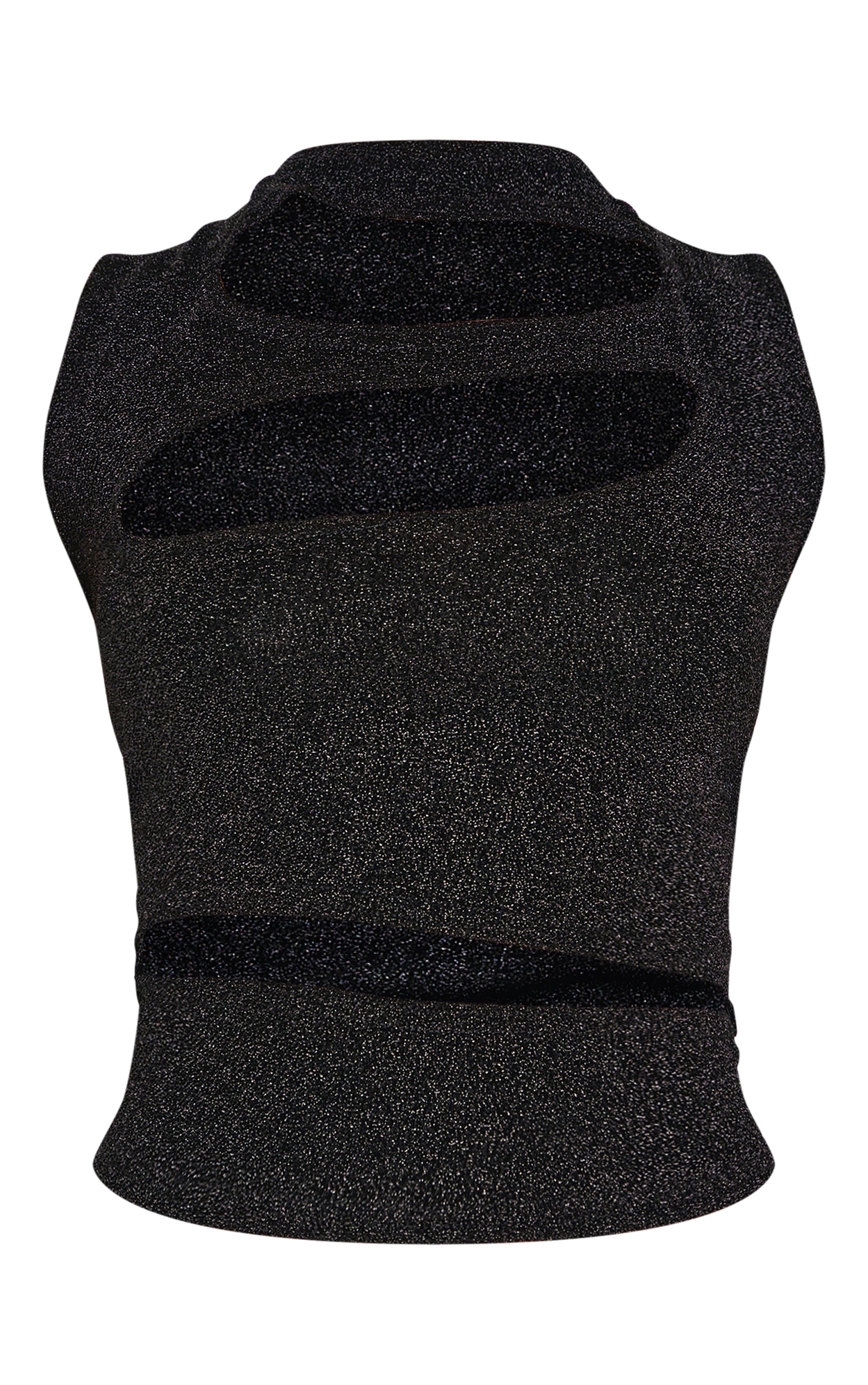 Petite Black Glitter Cut Out Detail Crop Top image 5