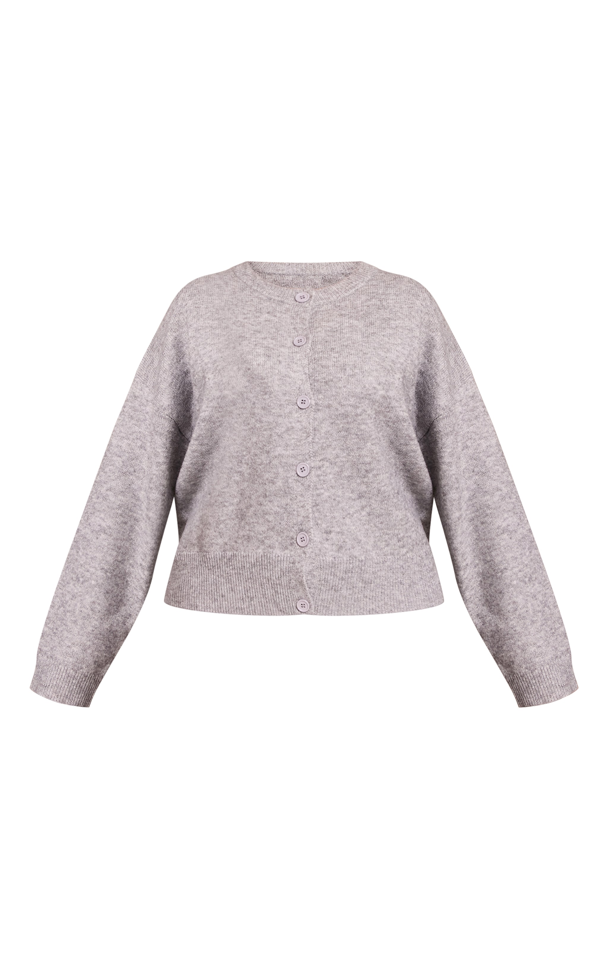 Plus Ash Grey Knit Button Through Cropped Cardigan image 5