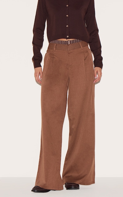 Chocolate Woven Contrast Stripe Boxer Detail Straight Leg Pants