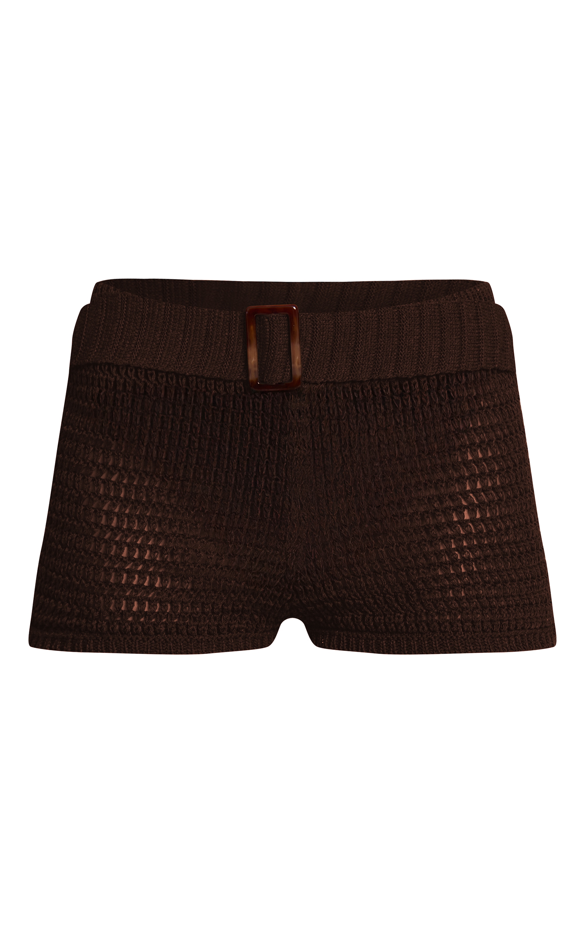Mini short en maille tricot chocolat à ceinture image 6