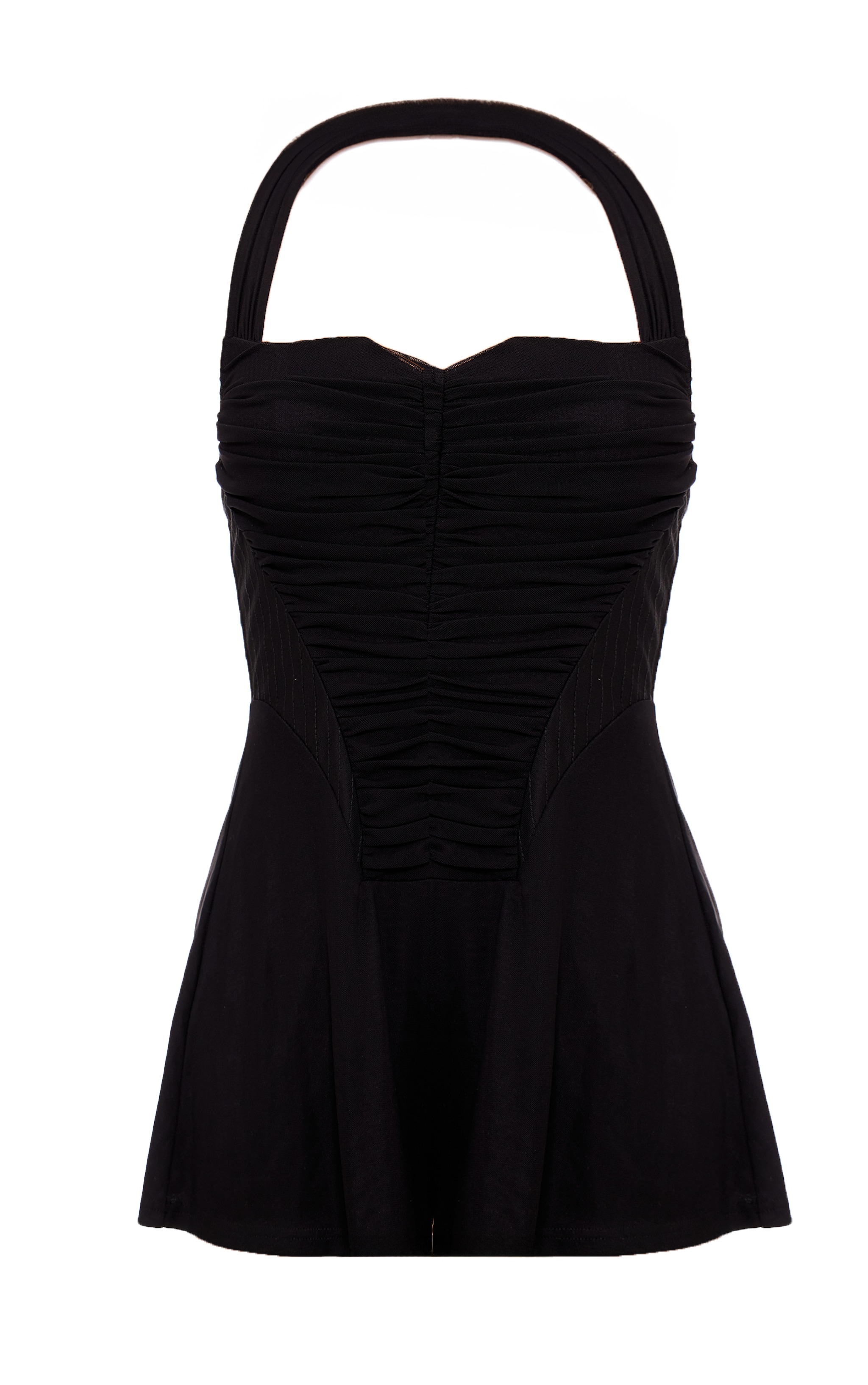 Black Halterneck Mesh Ruched Front Floaty Playsuit image 5