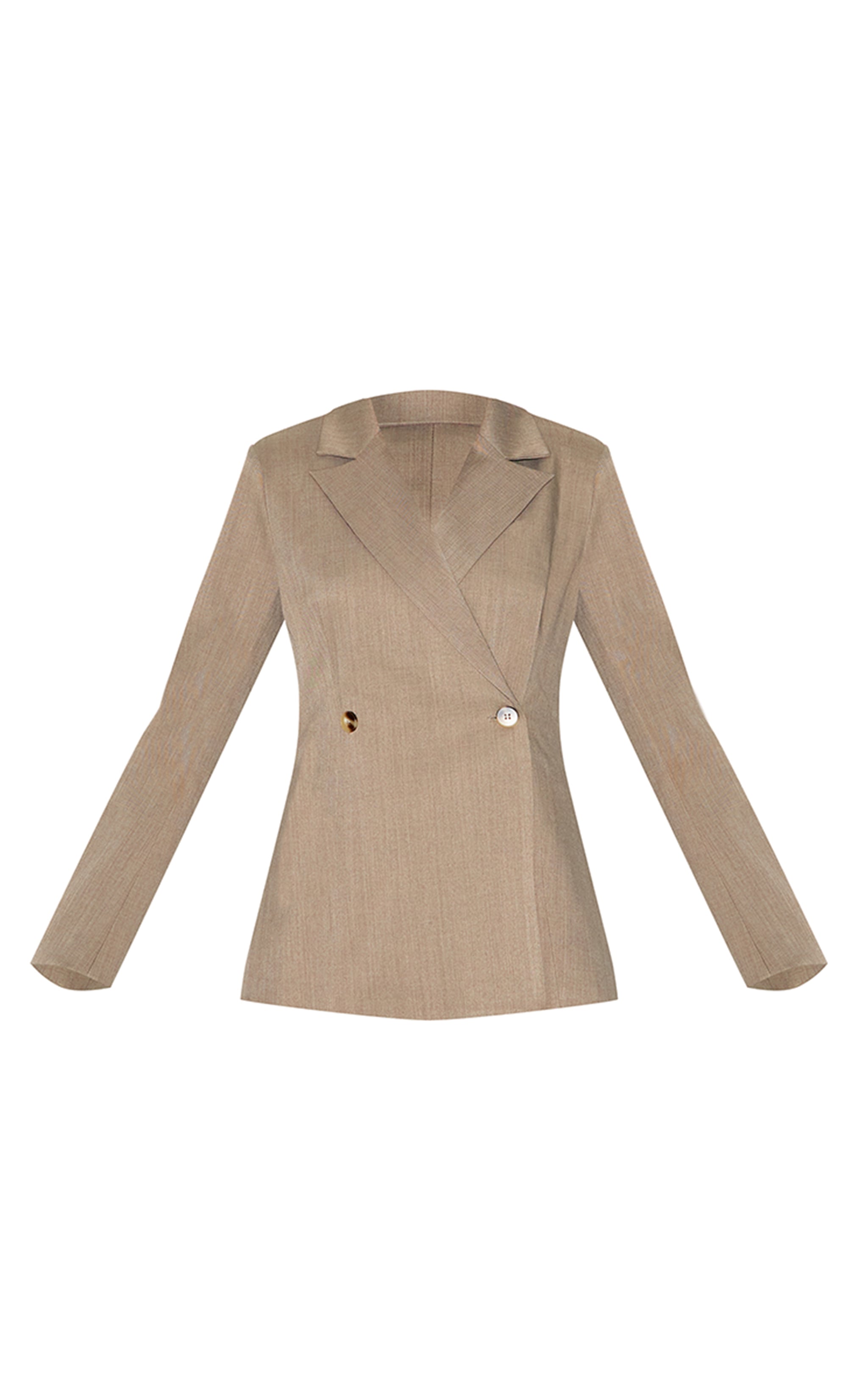 Mocha Brown Premium Tailored Woven Cinched Waist Fitted Blazer image 6