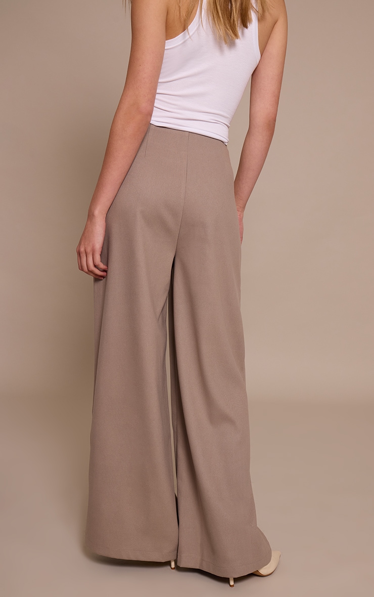 Pebble Brushed Tailored Woven Pleat Detail Wide Leg Pants image 3