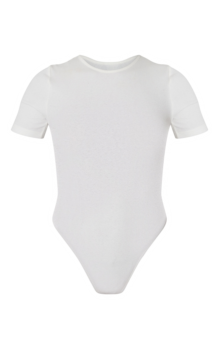 Basic Cream Rib Short Sleeve Bodysuit image 5