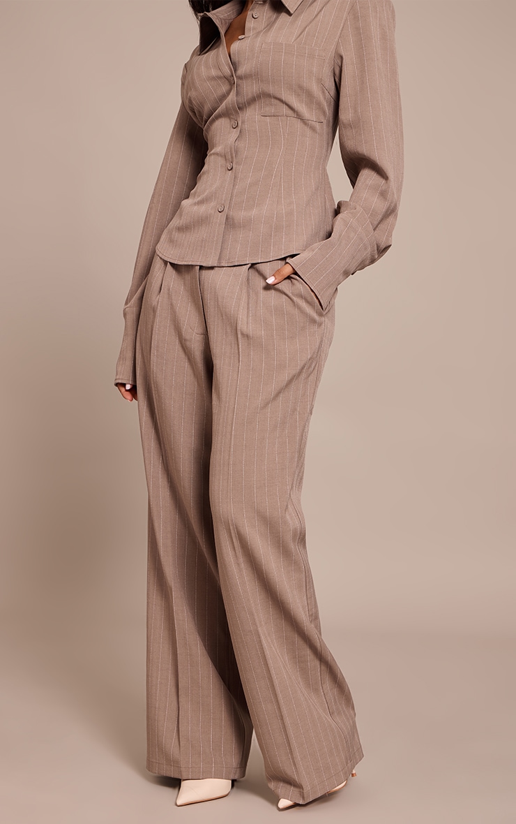 Petite Taupe Pinstripe Tailored Pant image 2