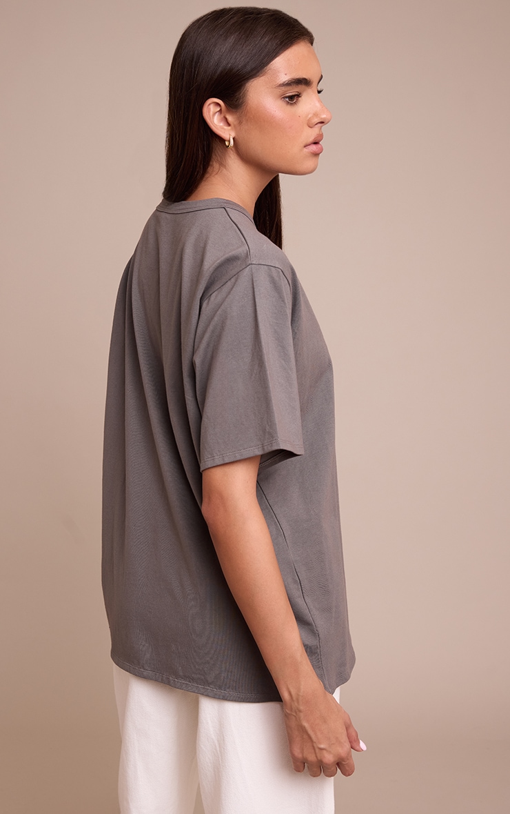 Charcoal Cotton Basic Oversized T-shirt image 2