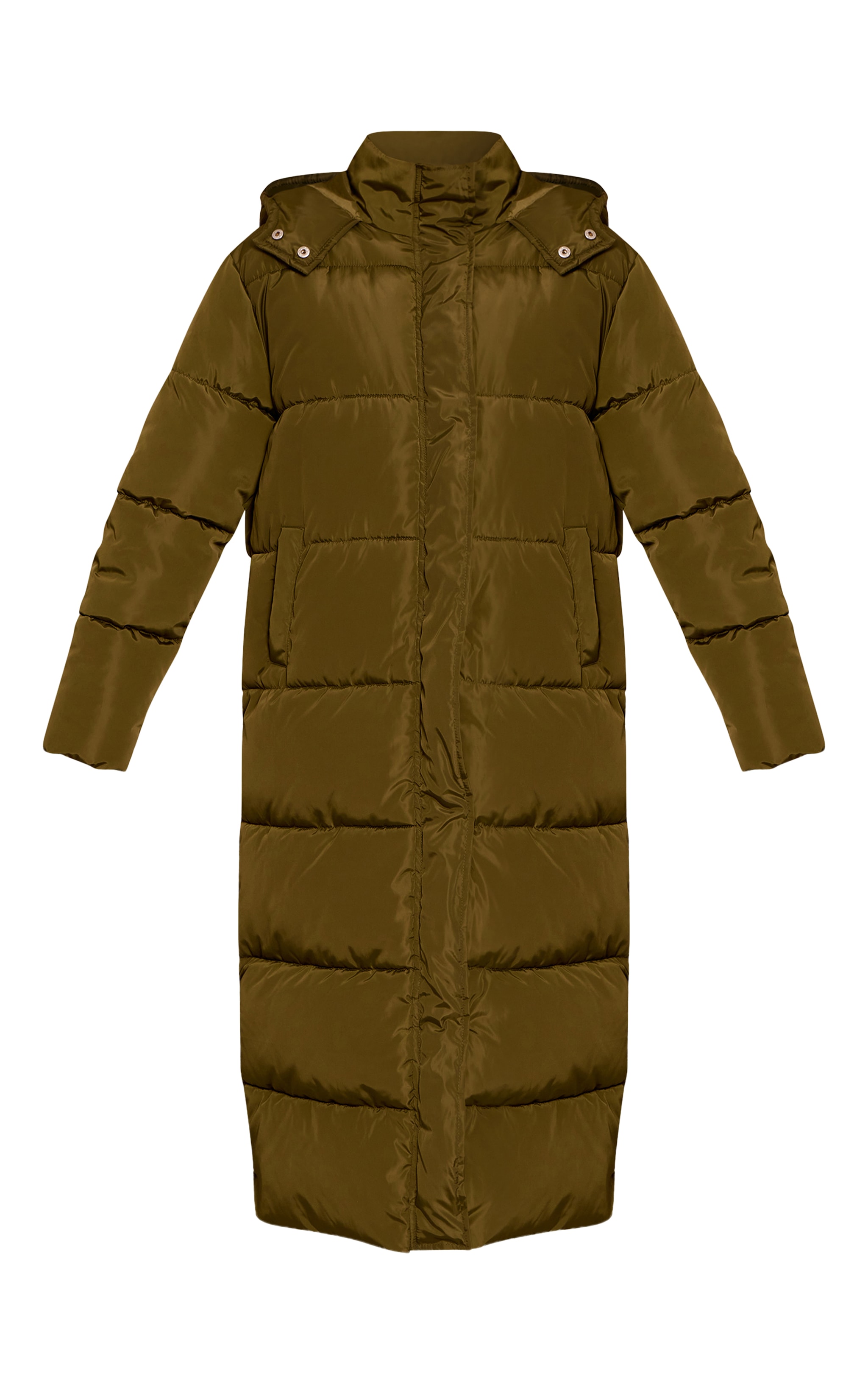 Khaki Longline Puffer Coat image 5
