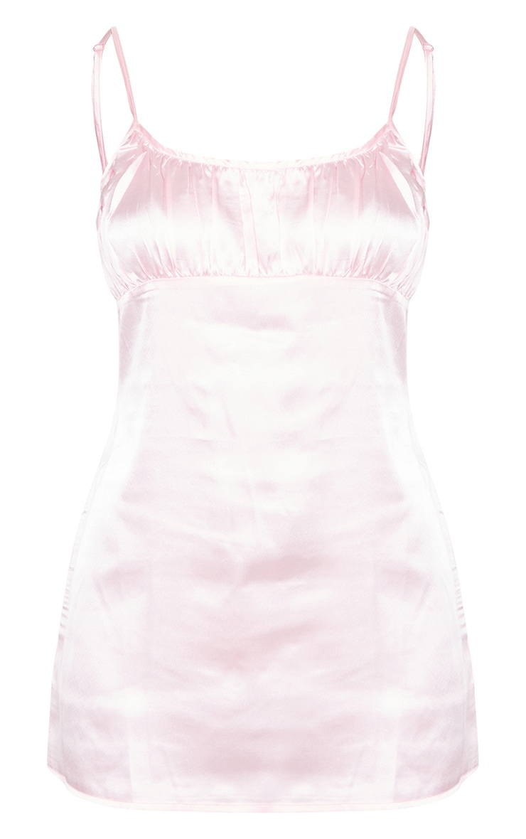 Baby Pink Ruched Bust Satin Nightie