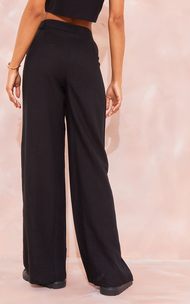 Tall Black Linen Look Tailored Pants image 3