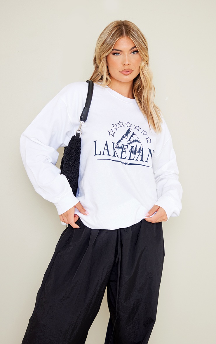 White Lakeland Print Sweatshirt