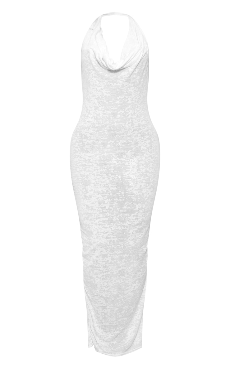 White Burnout Extreme Cowl Maxi Dress image 5