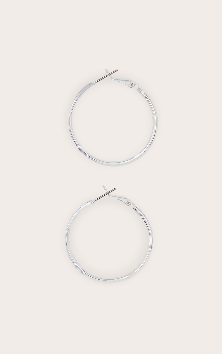 Silver Smooth Edge Hoop Earrings image 3