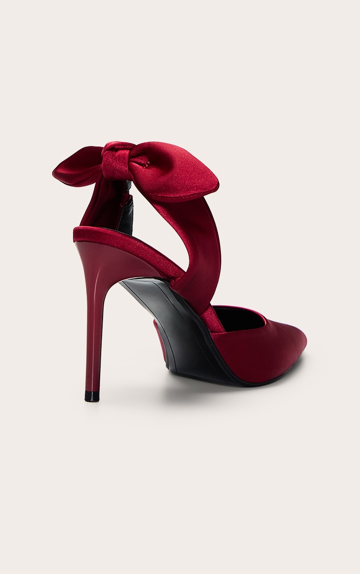 Burgundy Bow Fastening Sling Back image 4