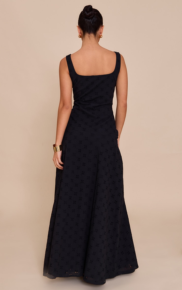 Black Broderie Corset Midaxi Dress image 2