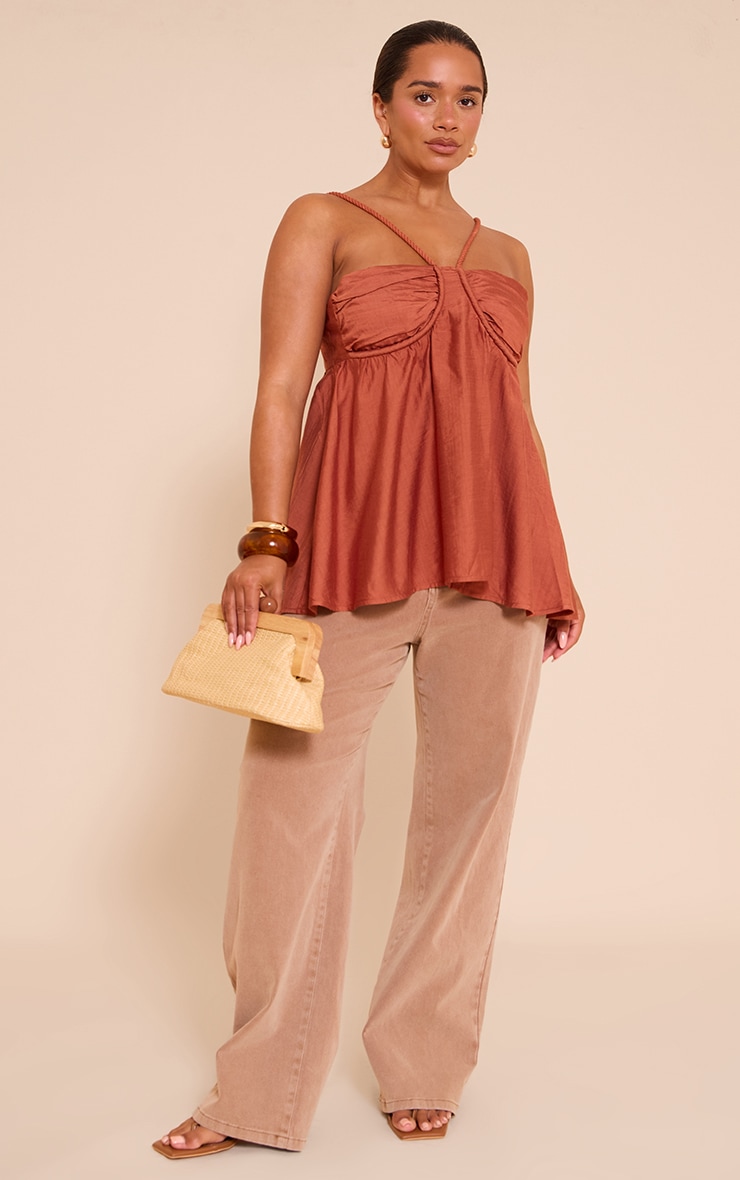 Shape Rust Plaited Strappy Peplum Top image 3