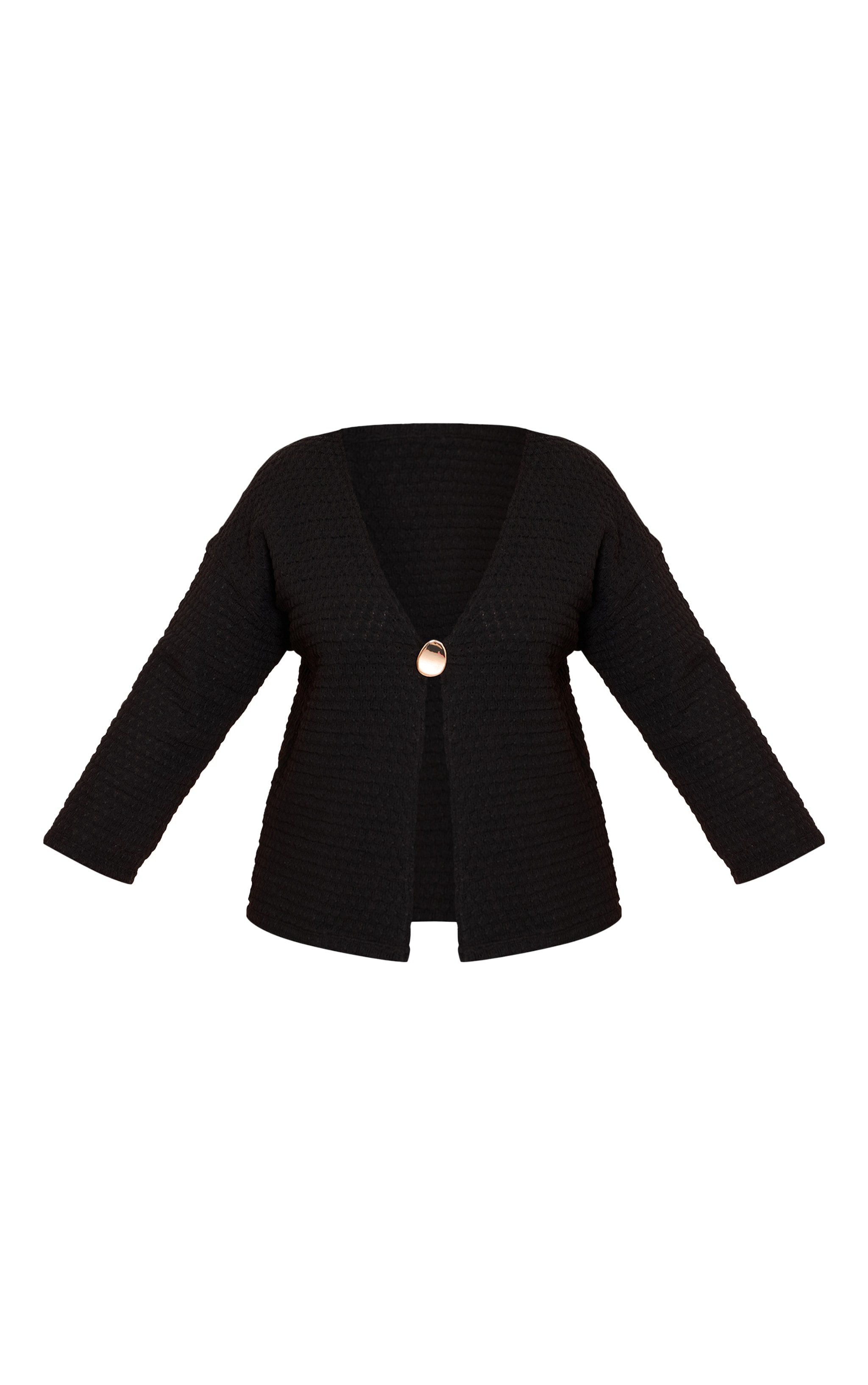 Plus Top texturé noir à manches longues et empiècement oversize image 5
