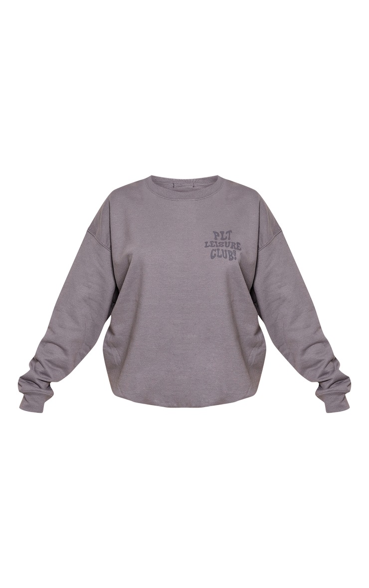 PRETTYLITTLETHING Sweat gris clair à imprimé Leisure Club devant et au dos image 5