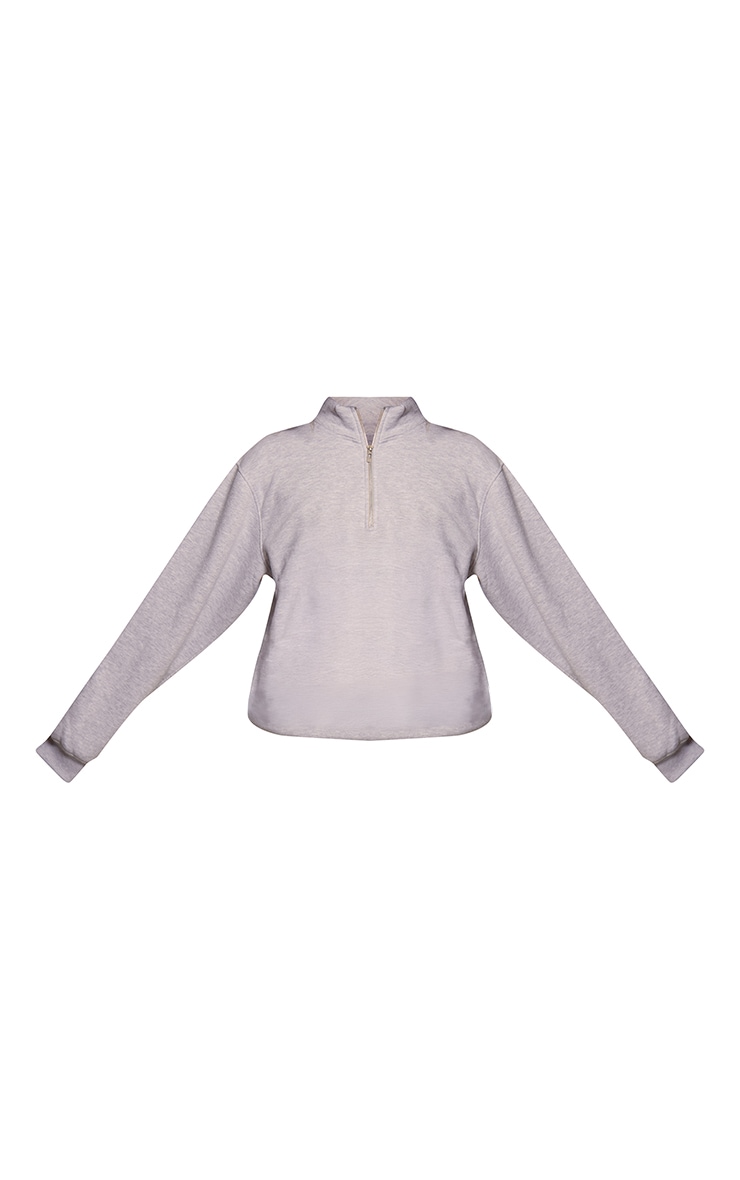 Ash Grey Cotton Fleece Quarter Zip Sweatshirt image 5