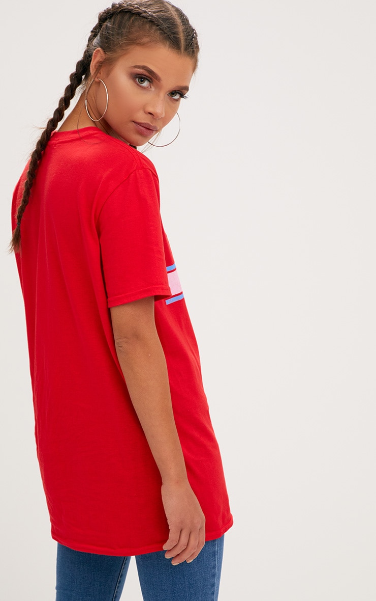Red Femme Graphic Rose Oversized T Shirt image 2