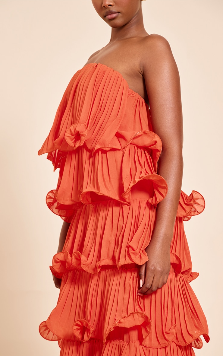 Orange Extreme Ruffle Tiered Maxi Dress image 4