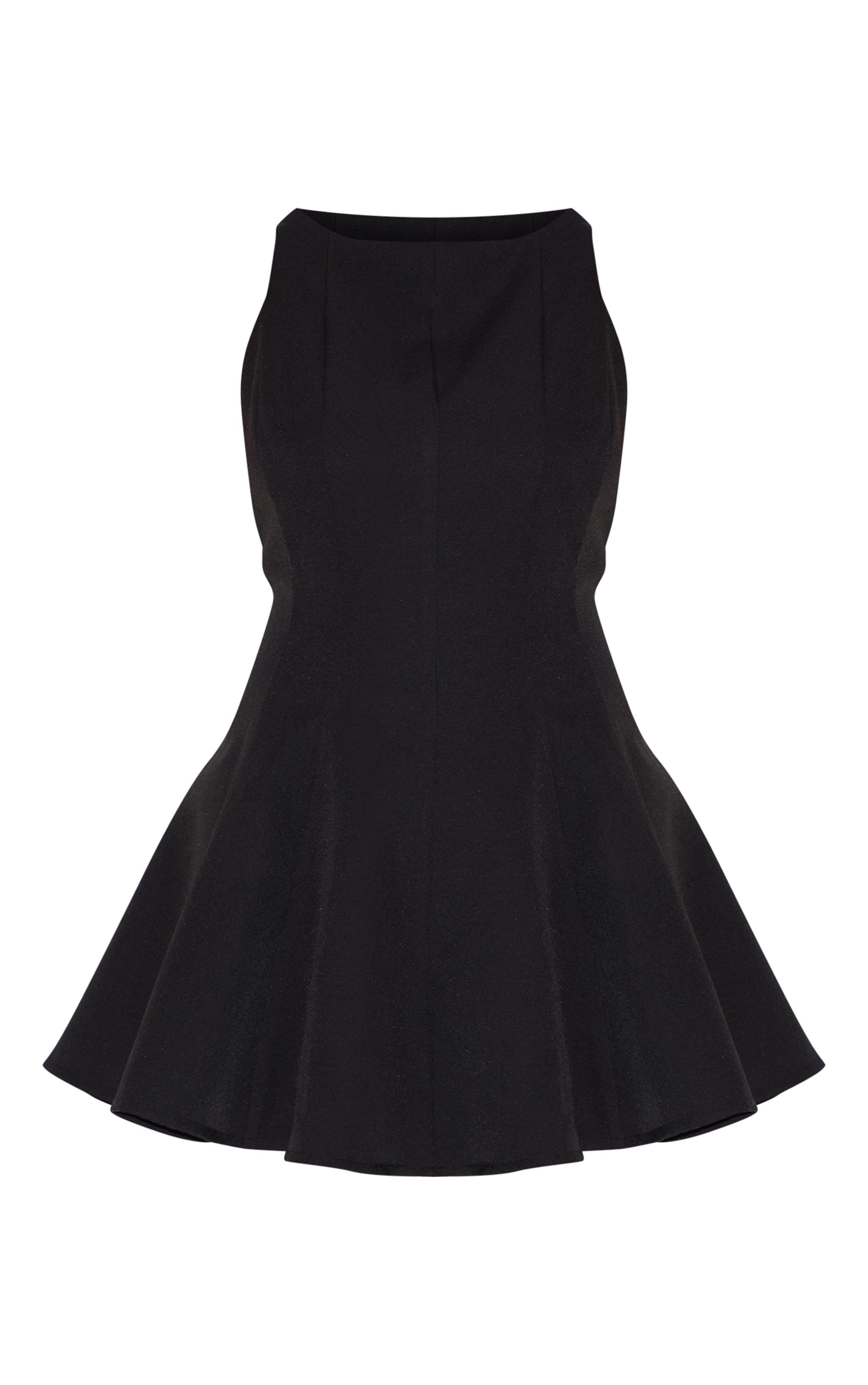 Plus Robe droite tissée noire plissée à col coupé image 5