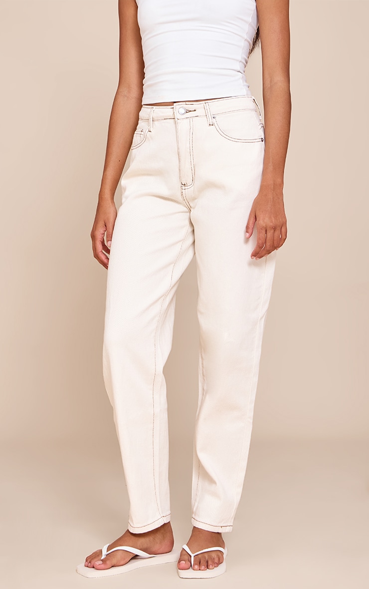Ecru High Waist Mom Jeans image 1