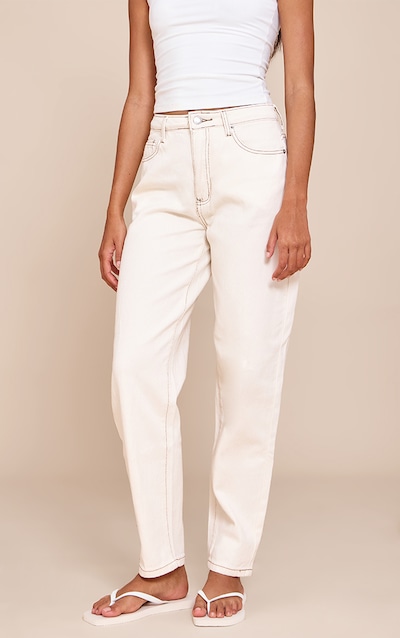 Ecru High Waist Mom Jeans