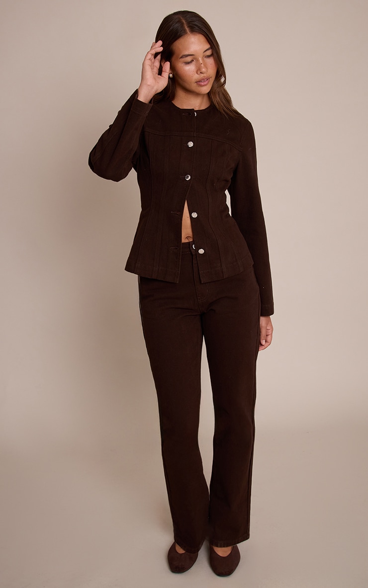 Dark Chocolate High Waist Straight Leg Jeans