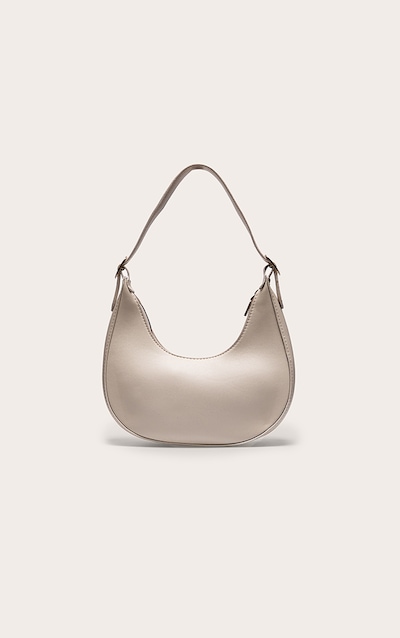 Cream Curved PU Shoulder Bag