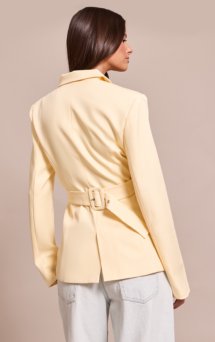Butter Cream Cinched Back Style Single Breasted Blazer image 2