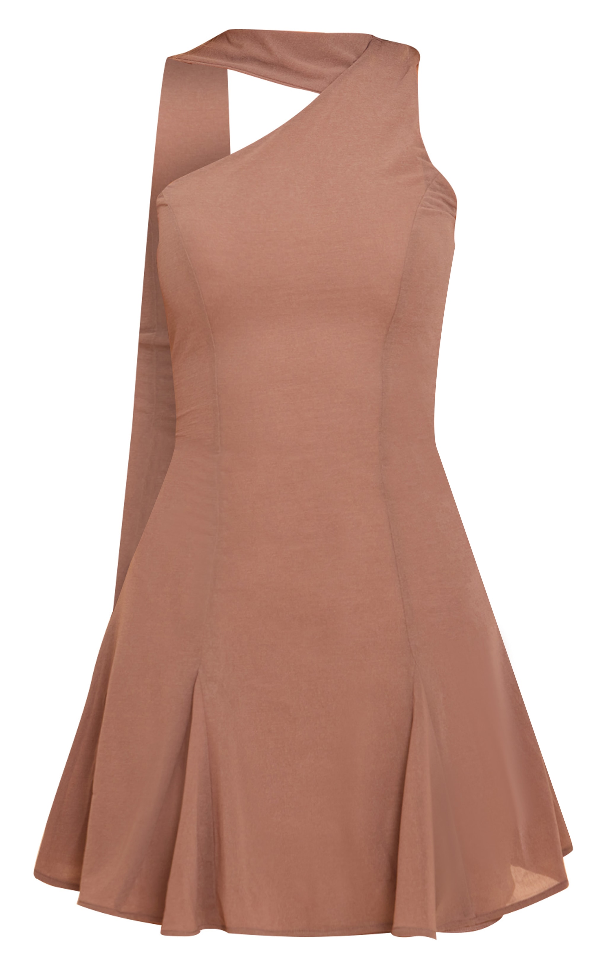Petite Taupe Tie Neck Godet Shift Dress image 5